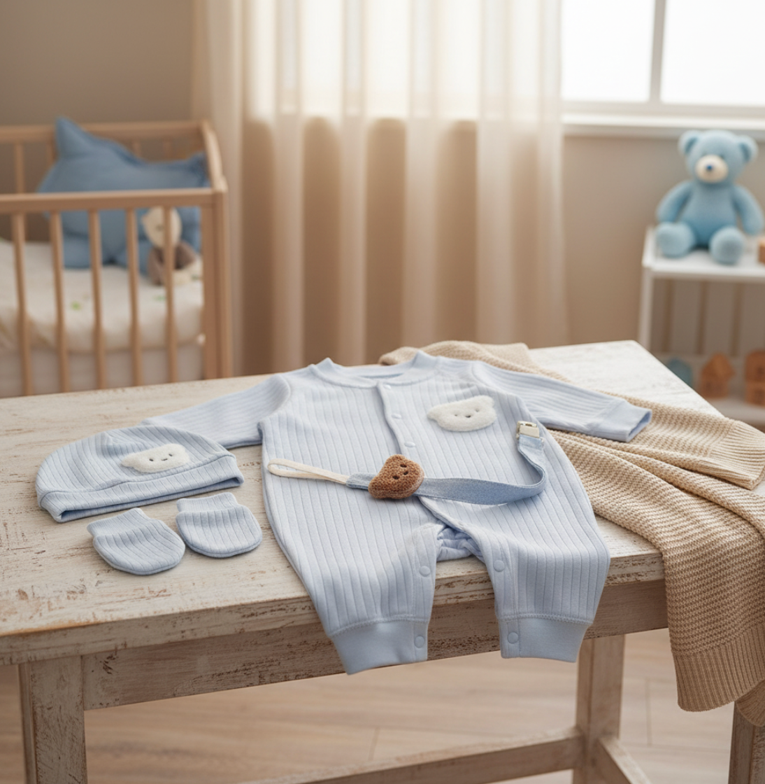 LUXURY BABY GIFT BAG - Cream/Blue - Set of 12