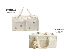 Set of 2 Duffel Bag and Caddy Diaper for Baby Essentials - Cream