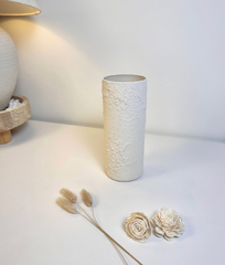 Minimalist Textured Hand-painted Glass Vase 8.5" tall - Off-White