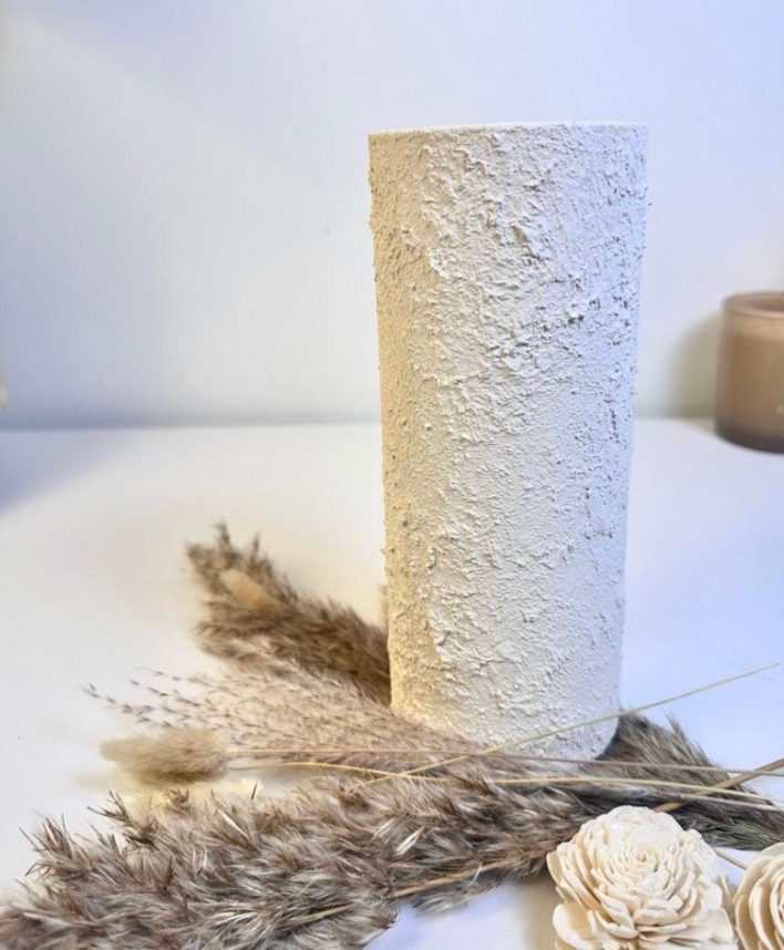 Minimalist Textured Hand-painted Glass Vase 8.5" tall - Off-White
