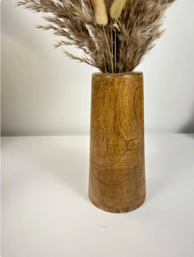Rustic Vase Wood 8" tall - Brown