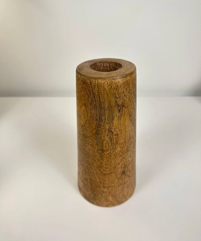 Rustic Vase Wood 8" tall - Brown