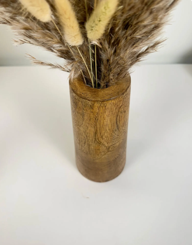 Rustic Vase Wood 8" tall - Brown