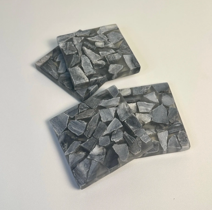 Grey/Black Marble Coasters Set of 4