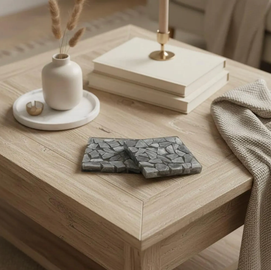 Grey/Black Marble Coasters Set of 4