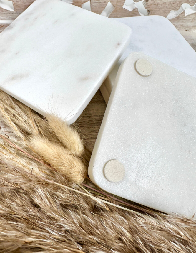 Set of 4 Luxury Marble White Coasters