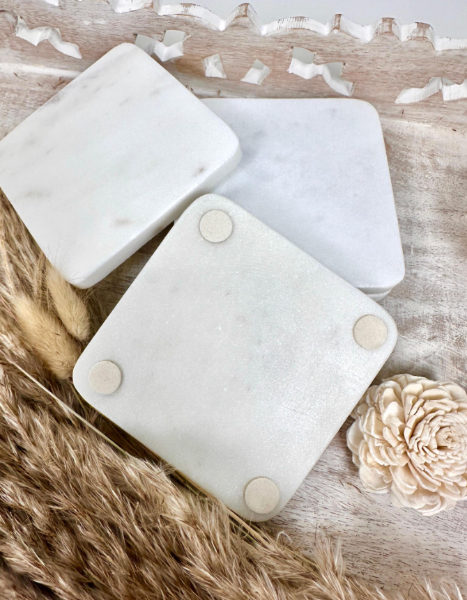 Set of 4 Luxury Marble White Coasters
