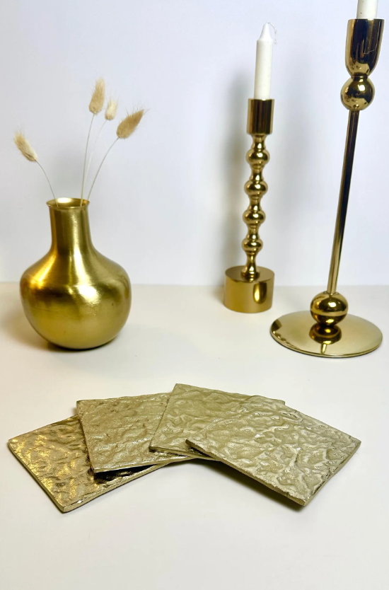 Luxury Metal Gold Coaster Set of 4