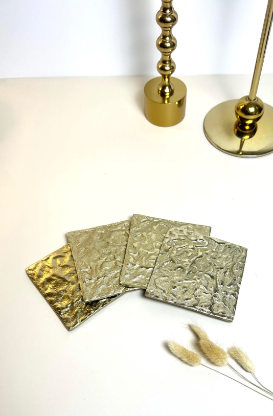 Luxury Metal Gold Coaster Set of 4
