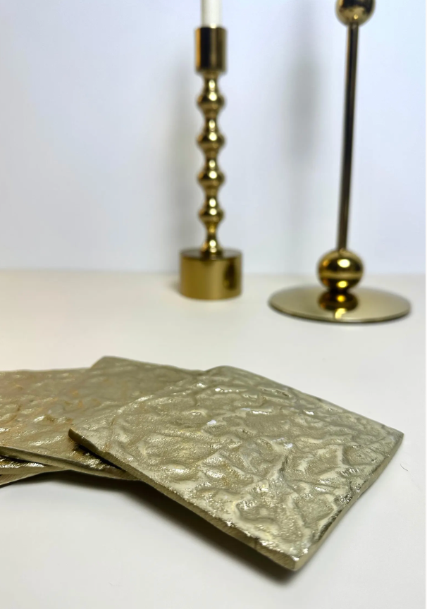 Luxury Metal Gold Coaster Set of 4