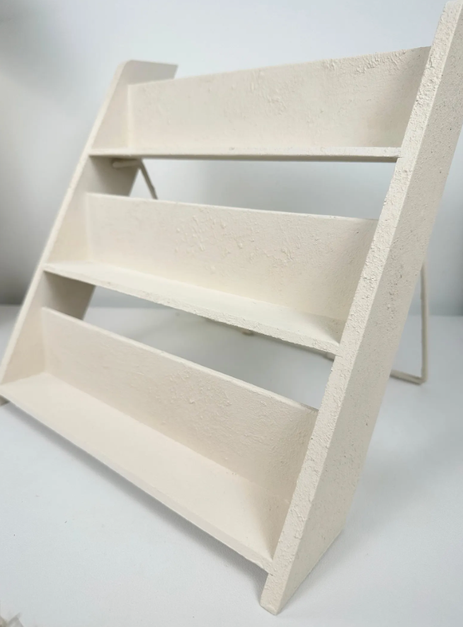Minimalist Textured Kitchen Spice Wood Stand Rack (can fit 18 spice jars) - Cream