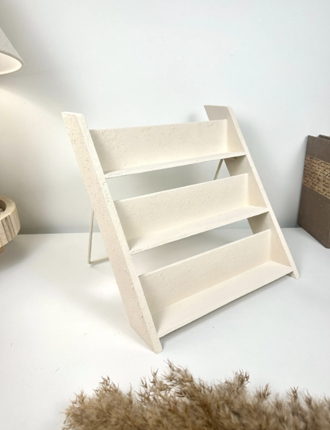 Minimalist Textured Kitchen Spice Wood Stand Rack (can fit 18 spice jars) - Cream