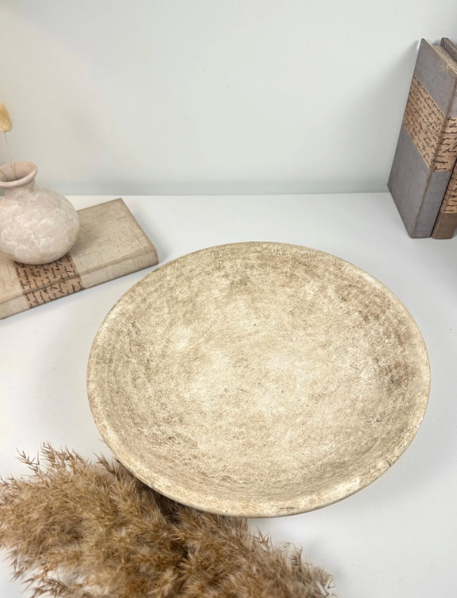 Organic Stone Decorative Tray 12x12x3’’ - Beige