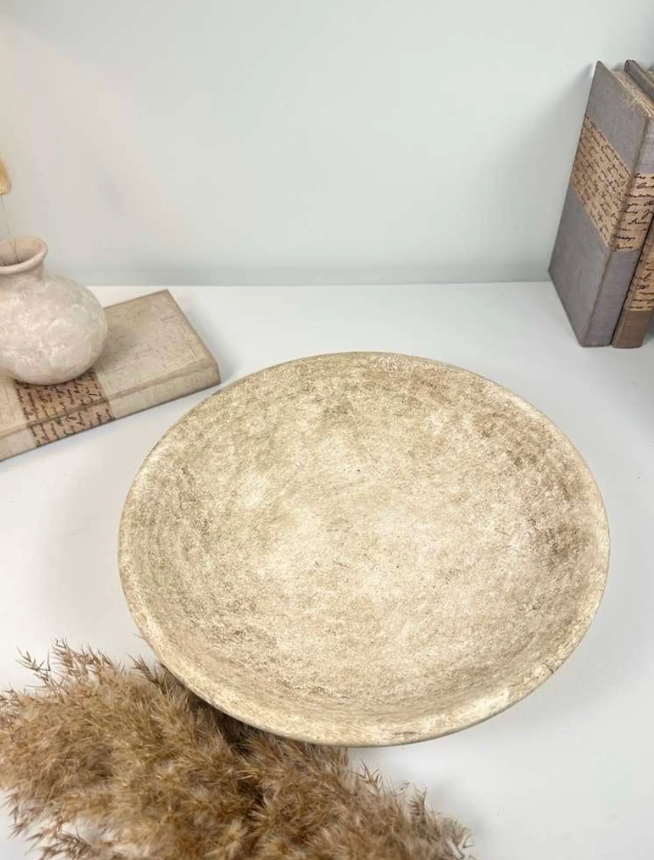 Organic Stone Decorative Tray 12x12x3’’ - Beige