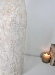 Minimalist Art Piece Floor Vase 19.5" tall Textured Hand-painted Metal/Ceramic  - Off White