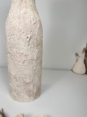 Minimalist Art Piece Floor Vase 19.5" tall Textured Hand-painted Metal/Ceramic  - Off White