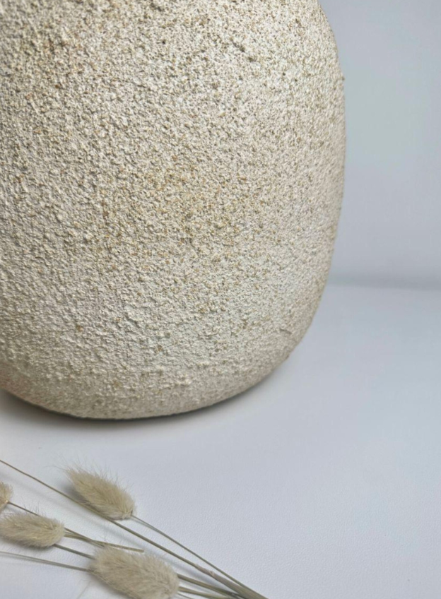 Minimalist Vase textured round 12“ tall beige