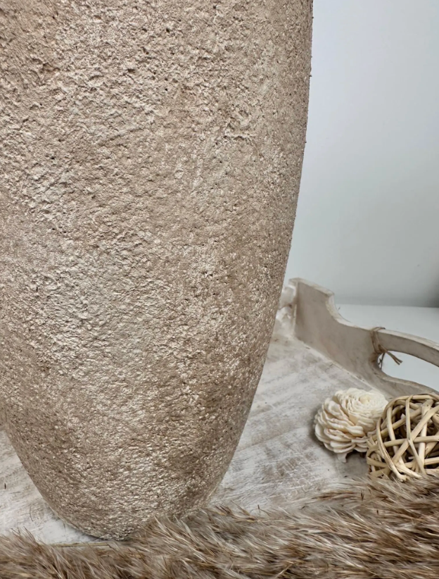 Minimalist Modern Ceramic Vase 12" tall - Hand-Painted light brown beige wash
