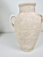 Minimalist Textured Hand-painted Ceramic Vase 12" tall - cream sand/off-white