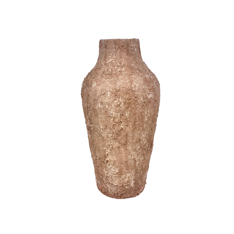 Rustic Textured Hand-Painted Ceramic Vase 13" tall - Terracotta Brown