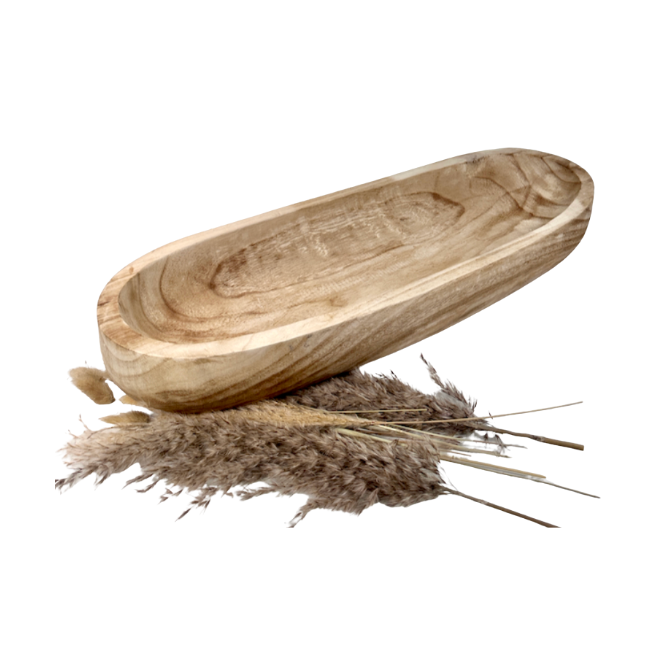 Rustic farmhouse style decorative paulownia tray 24” long - Beige