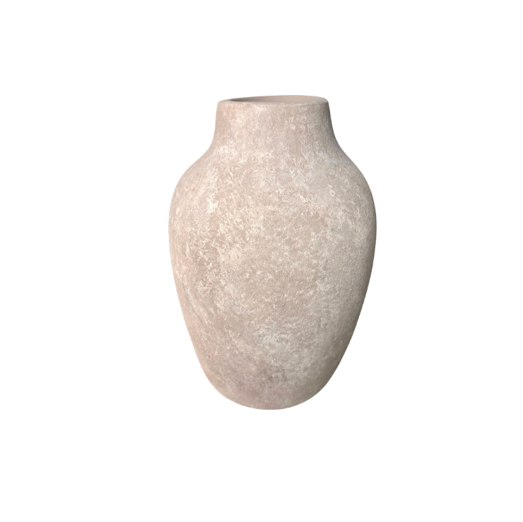 Minimalist Hand-painted Ceramic Decorative Vase 10"  - Beige wash