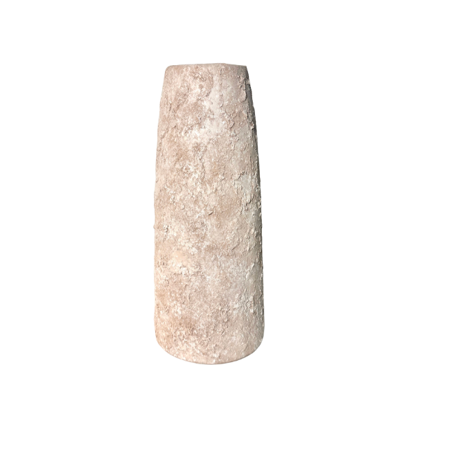 Rustic Ceramic Jar Vase Textured Handcrafted 15" tall - Light Beige Wash