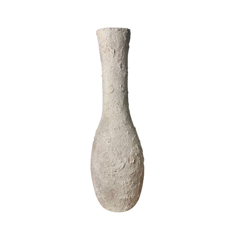 Minimalist Textured Hand-painted Wood Decorative Vase 18" tall - Cream wash