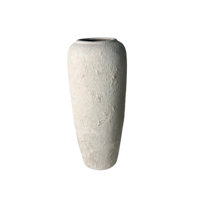 Minimalist Textured Hand-painted Ceramic Vase 14.5" tall - Off White wash