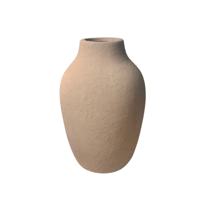 Minimalist Textured and Hand-Painted Ceramic Vase 10.5" tall - Sand Tan
