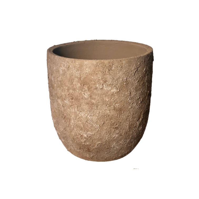 Minimalist Hand-Painted & Textured Planter Pot 11" tall with drainage hole - Espresso Brown wash