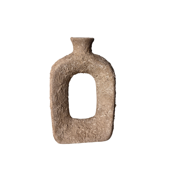 Rustic Hand-Painted Textured Small Vase 9.5" tall - Earth Brown