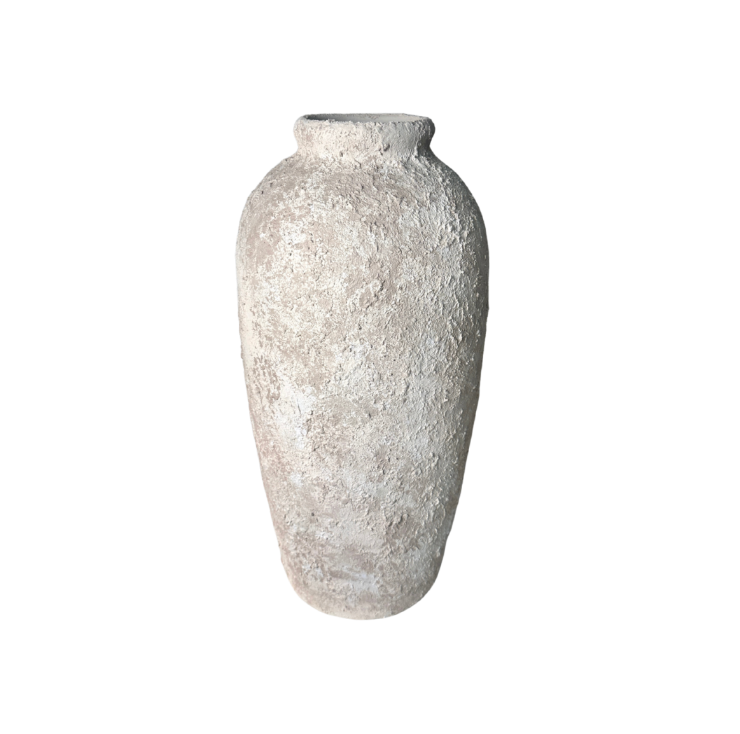 Minimalist Textured Hand-painted Ceramic Vase 17.5" tall - Cream Sand wash (Model A)
