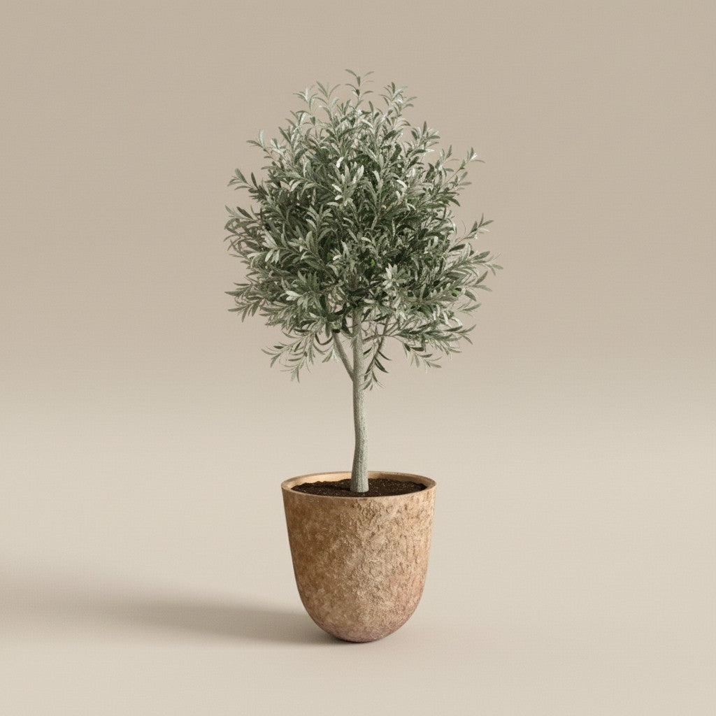 20" Rustic Hand-Painted & Textured Planter Pot with 2 Drainage Holes - Earth Brown