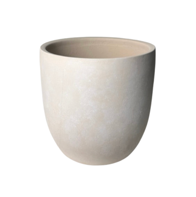 9" tall Minimalist Hand-Painted & Textured Planter Pot with drainage hole - Sand wash