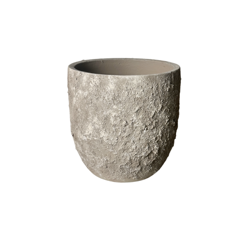 9" tall Minimalist Hand-Painted & Textured Planter Pot with drainage hole - Mesa Beige