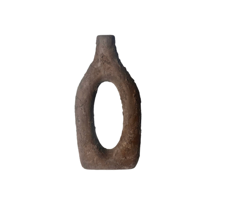 Rustic Tree Style Wood Vase Textured Handcrafted 14" tall - Dark Brown