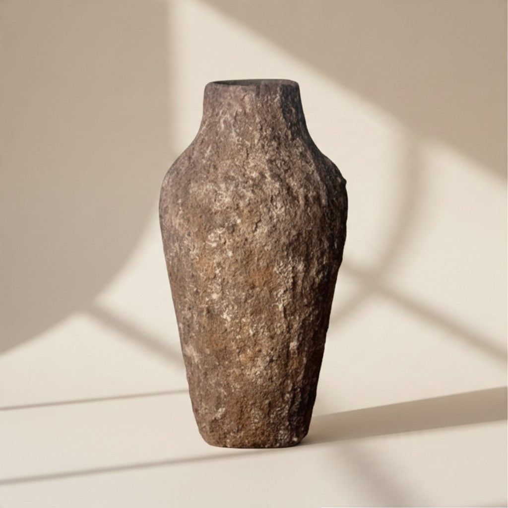 Rustic Tree Style Textured Hand-Painted Ceramic Vase 13" tall - Dark Brown