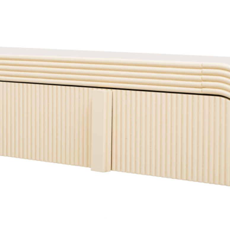 Modern Console Table with 2 Storage Drawers, Fluted Entryway Table with Rounded Silhouette for Hallway Living Room and Entryway (Apricot Cream)