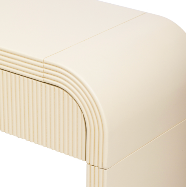 Modern Console Table with 2 Storage Drawers, Fluted Entryway Table with Rounded Silhouette for Hallway Living Room and Entryway (Apricot Cream)