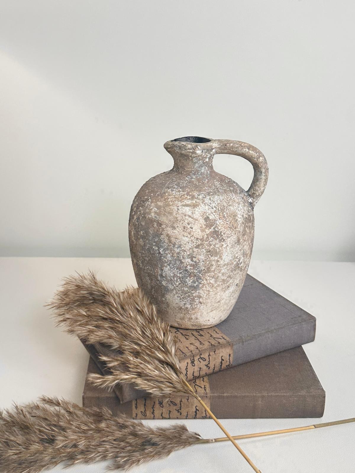 Rustic Ceramic Vase Textured Handcrafted 7" tall - Brown