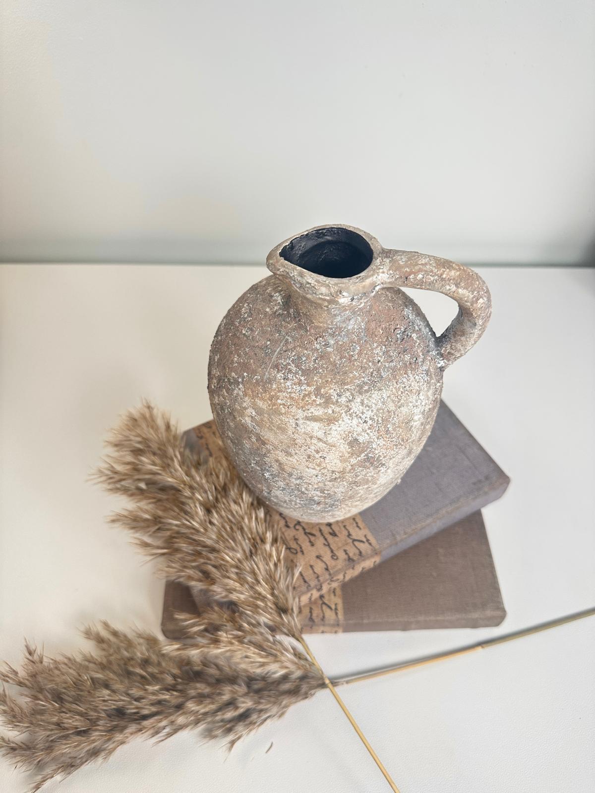 Rustic Ceramic Vase Textured Handcrafted 7" tall - Brown