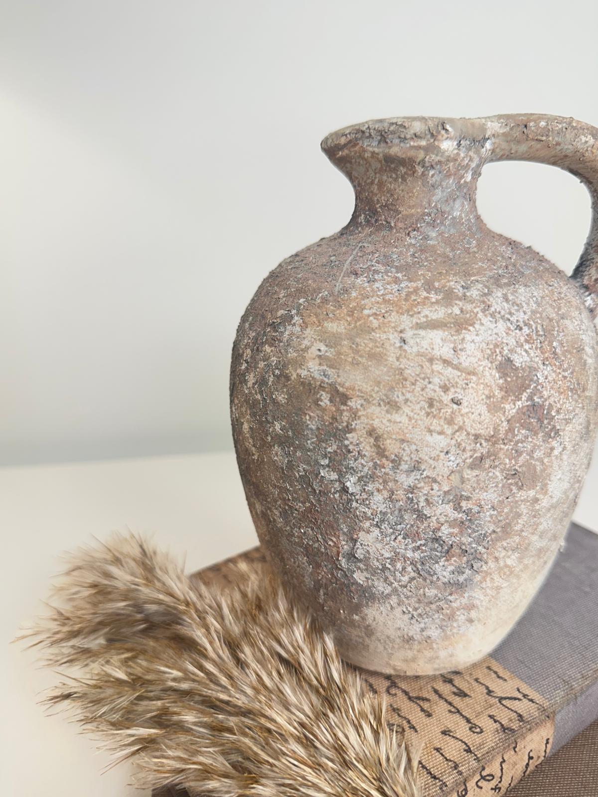 Rustic Ceramic Vase Textured Handcrafted 7" tall - Brown