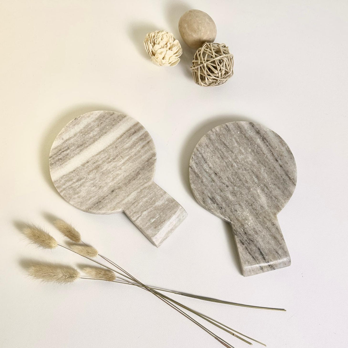 Set of 2 - Marble Spoon Rest (Grey and Light Beige)