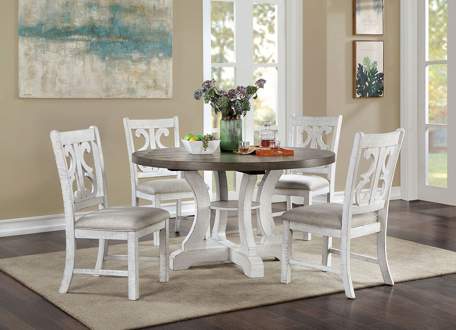 Distressed White 2pcs Dining Chairs