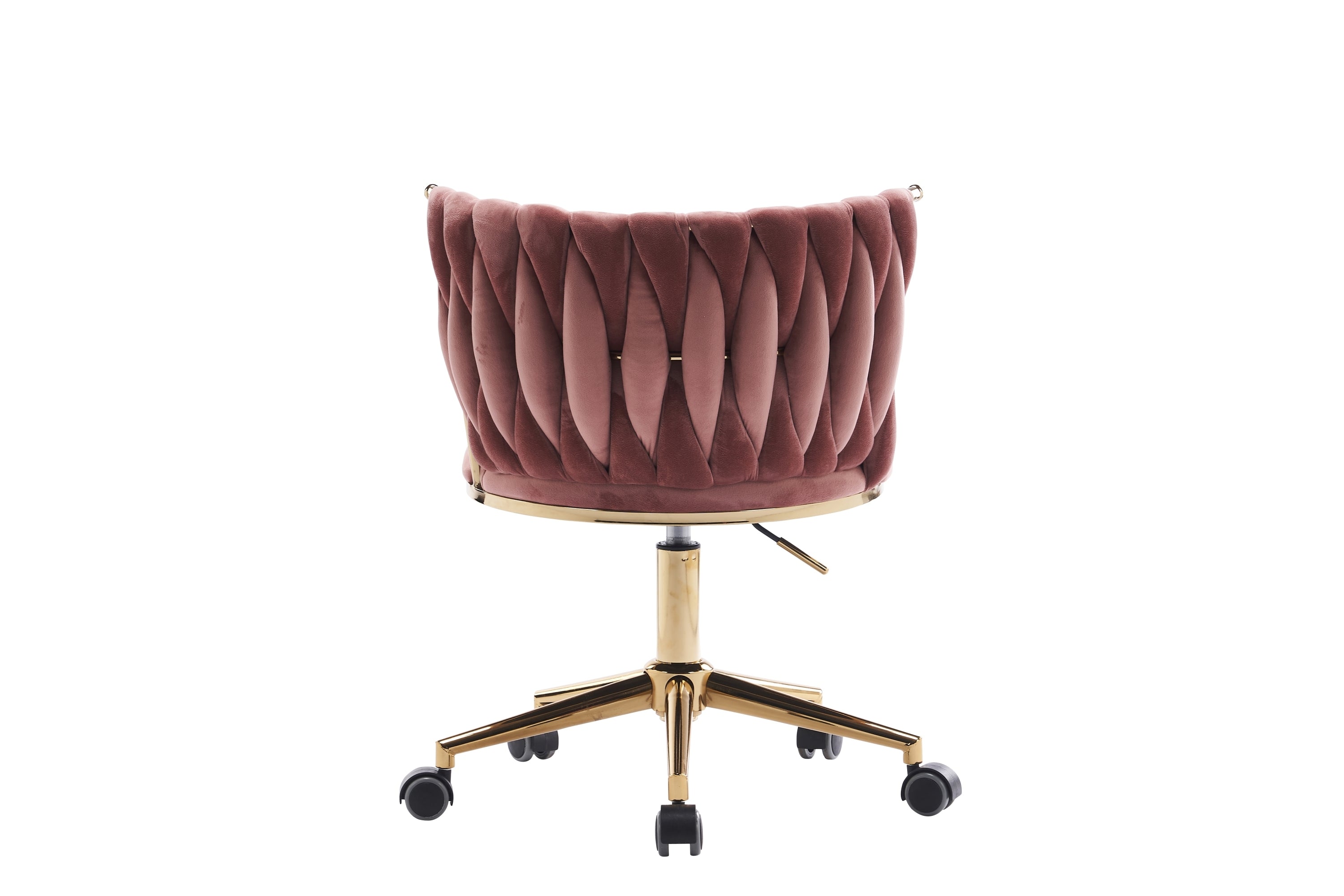 Upholstered Home Office Desk Chairs with Adjustable Swivel Wheels - Pink
