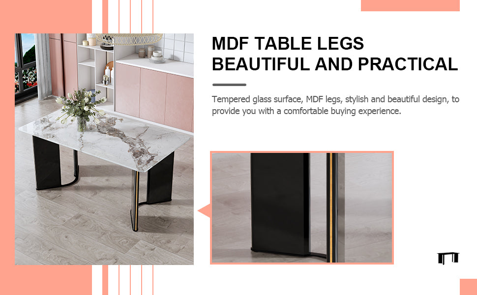 Modern Minimalist Dining Table - White