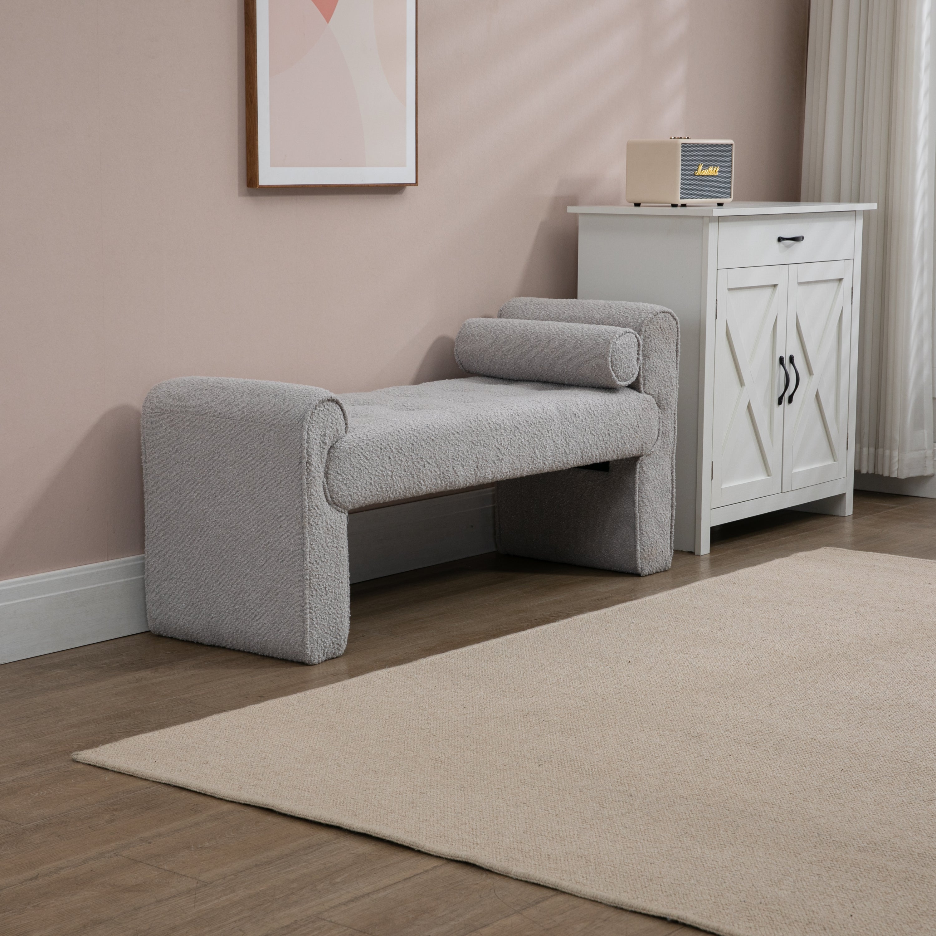 Modern Ottoman Bench - Light Gray