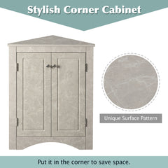 White Marble Triangle Bathroom Storage Cabinet with Adjustable Shelves