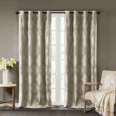 50x84" Ogee Knitted Jacquard Total Blackout Curtain Panel - Taupe